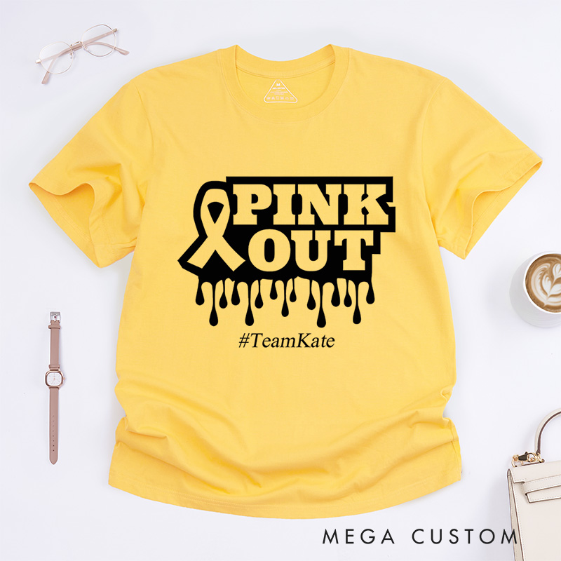 Personalized Pink Out Ribbon Breast Cancer Awareness Empowerment Advocacy T-Shirt  