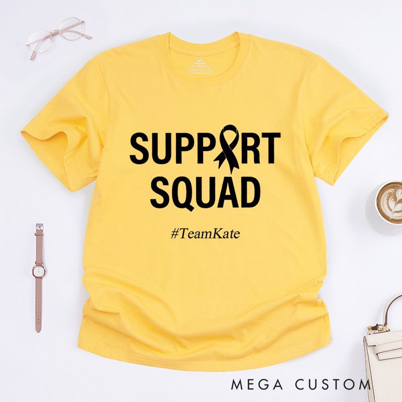 Personalized Support Squad Ribbon Breast Cancer Awareness Advocacy Team T-Shirt  