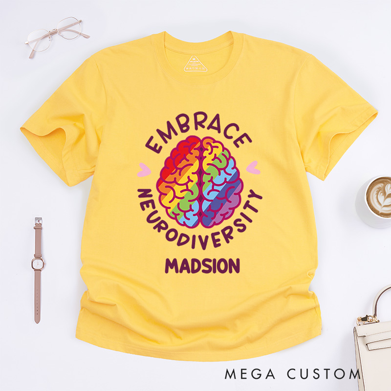 Personalized Embrace Neurodiversity T-Shirt Autism Awareness Gift
