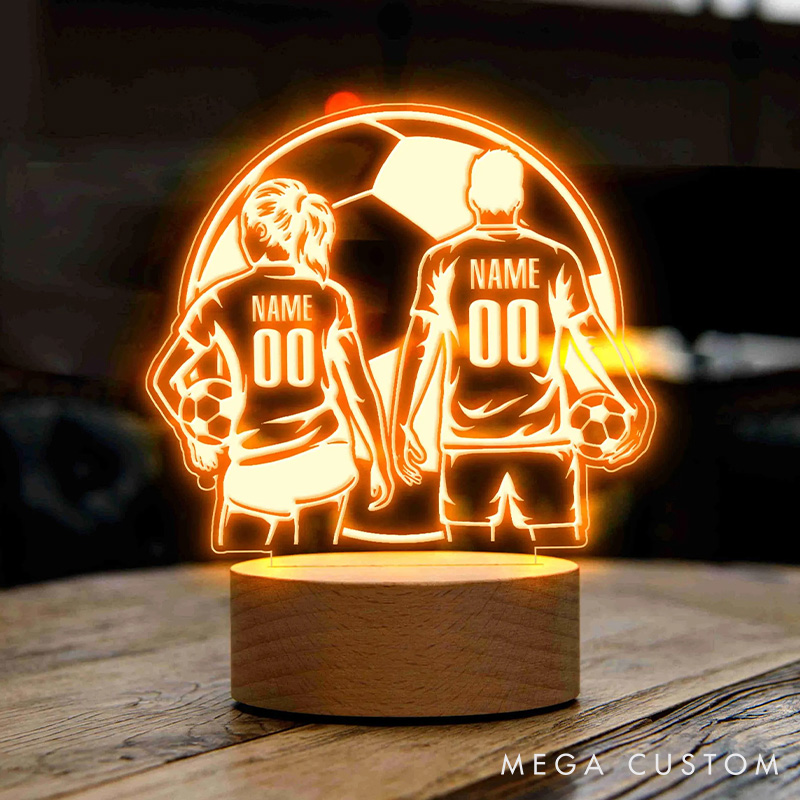 Personalized Soccer LED Night Light with Custom Names and Player Numbers