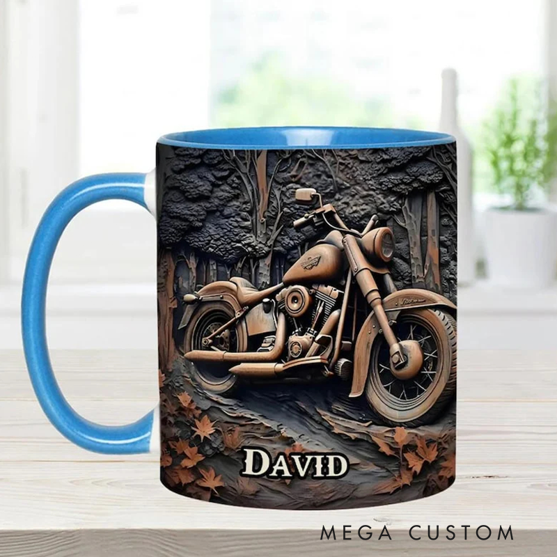 Personalized Motorcycle Mug Custom Name Motorbike Gift Coffee Cup for Riders and Bikers