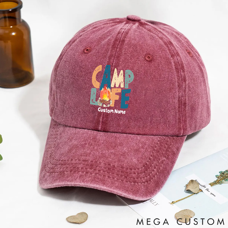 Personalized Camping Mountain Hat Family Camp Hat Adventure Washed Cap Gifts for Outdoor 