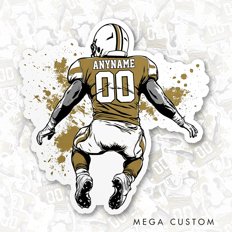 Personalized America Football Sticker with Custom Name and Number on the Back