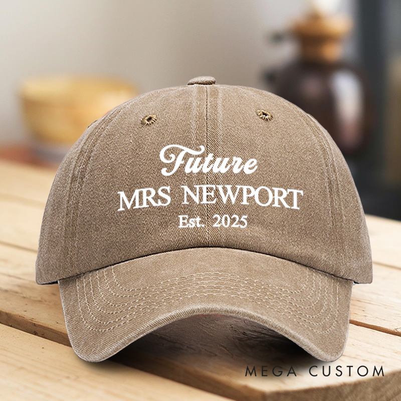 Personalized Future Mrs Embroidered Washed Cotton Baseball Cap