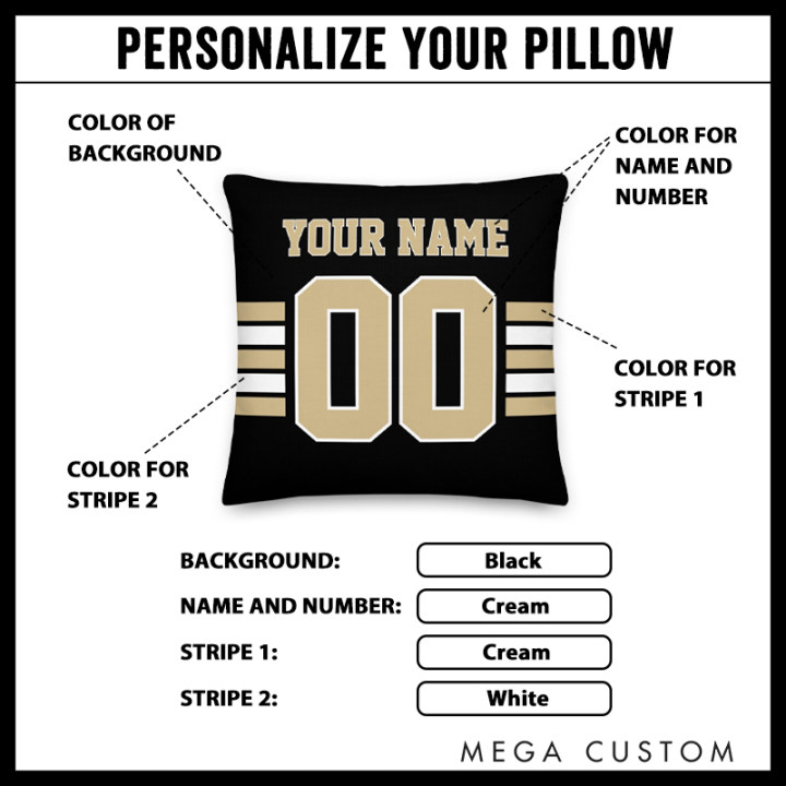 Personalized American Football and Rugby Throw Pillow with Two-Color Striped Design, Custom Name, and Number