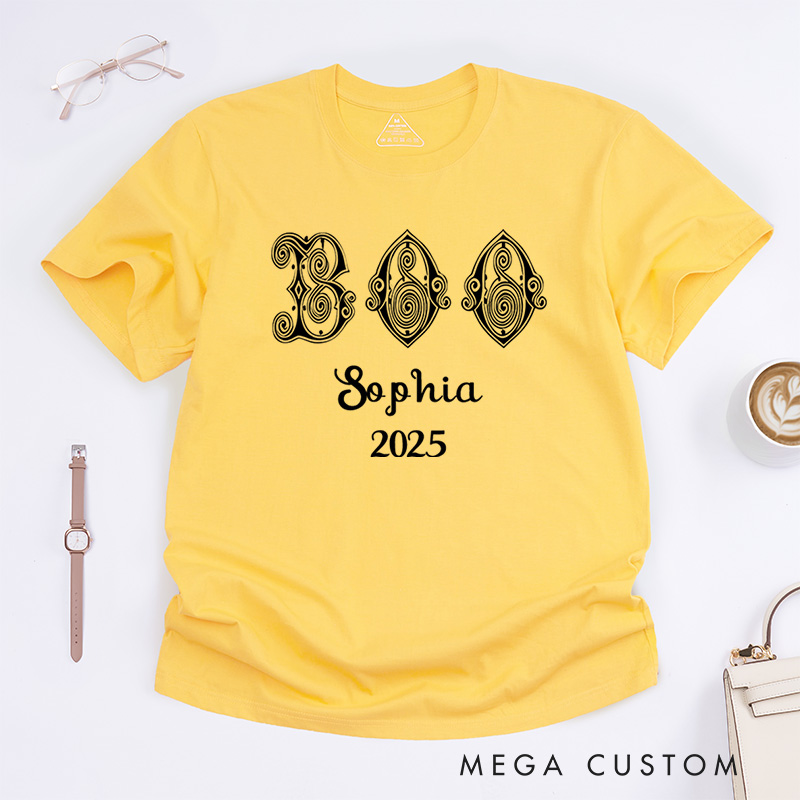 Personalized Ornate Boo Halloween T-Shirt Perfect for Fun and Whimsical Halloween Celebrations T-Shirt