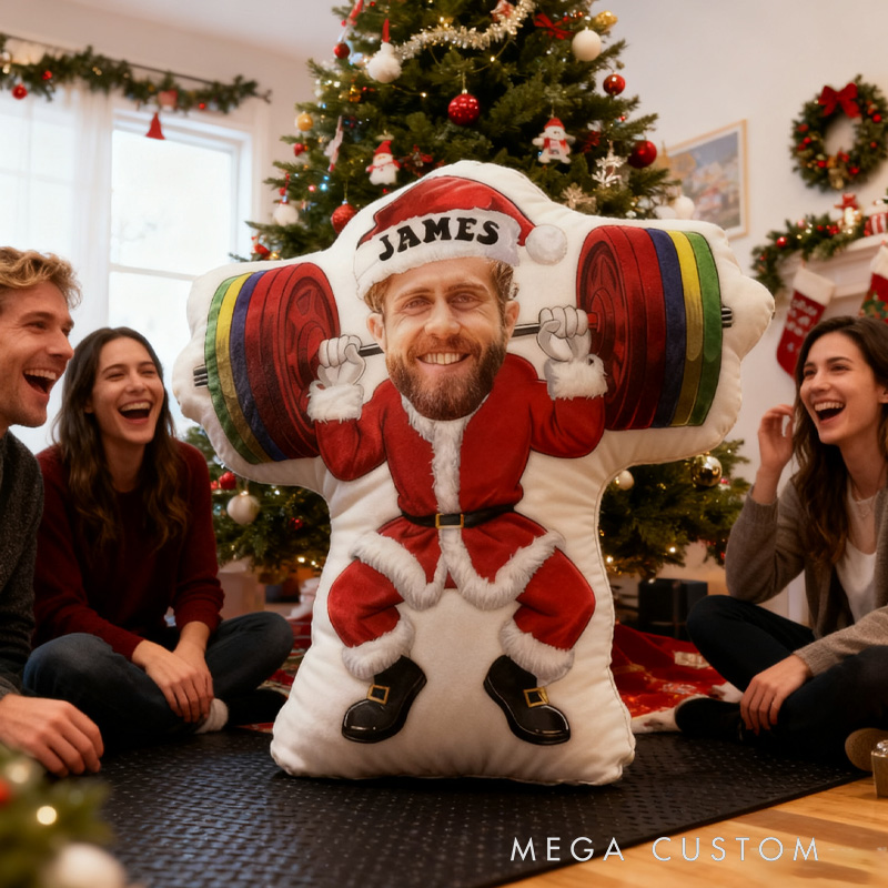 Personalized Merry Liftmas Photo Pillow Graphic 3D Print Gym Christmas Gift Ideas Exercise Themed Weight Lifting Workout Pillow Comfortable Christmas Decor for Gym Lovers