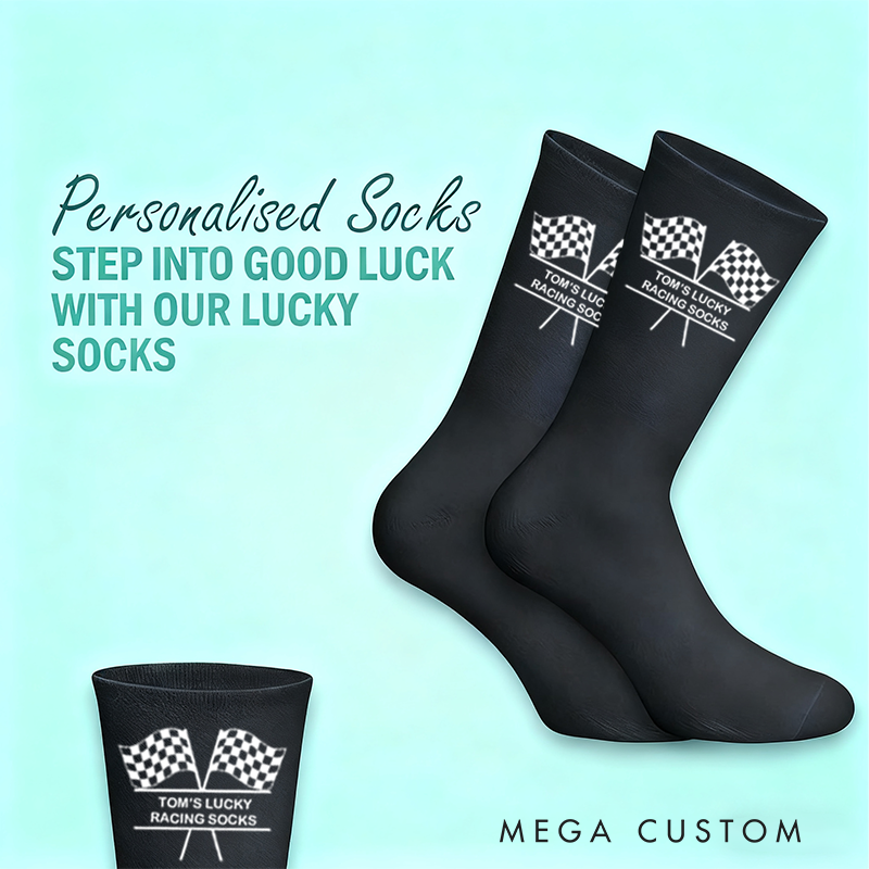 Personalized Socks with Custom Name Design Gift for Racers and Racing Lovers