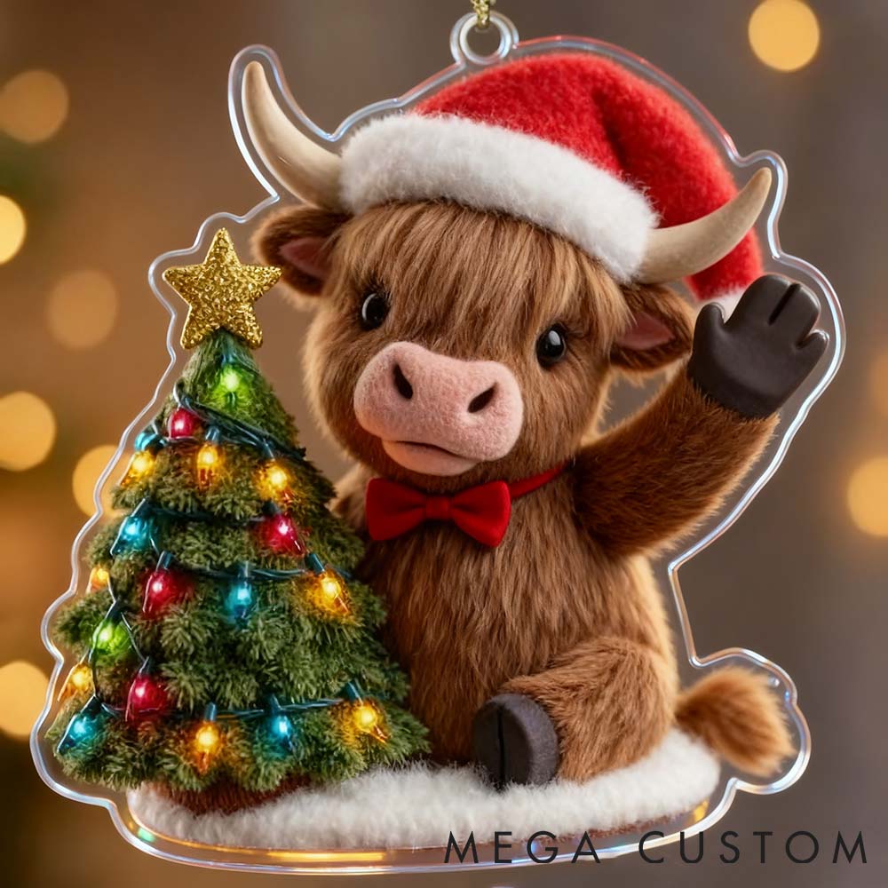 Personalized Pet Lover Highland Cow Christmas Ornament