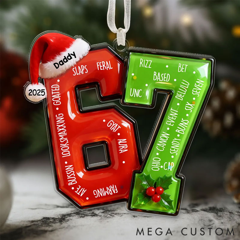 Personalized Funny Teen Slang Ornament 67 Custom Name Christmas Ornament for the whole family