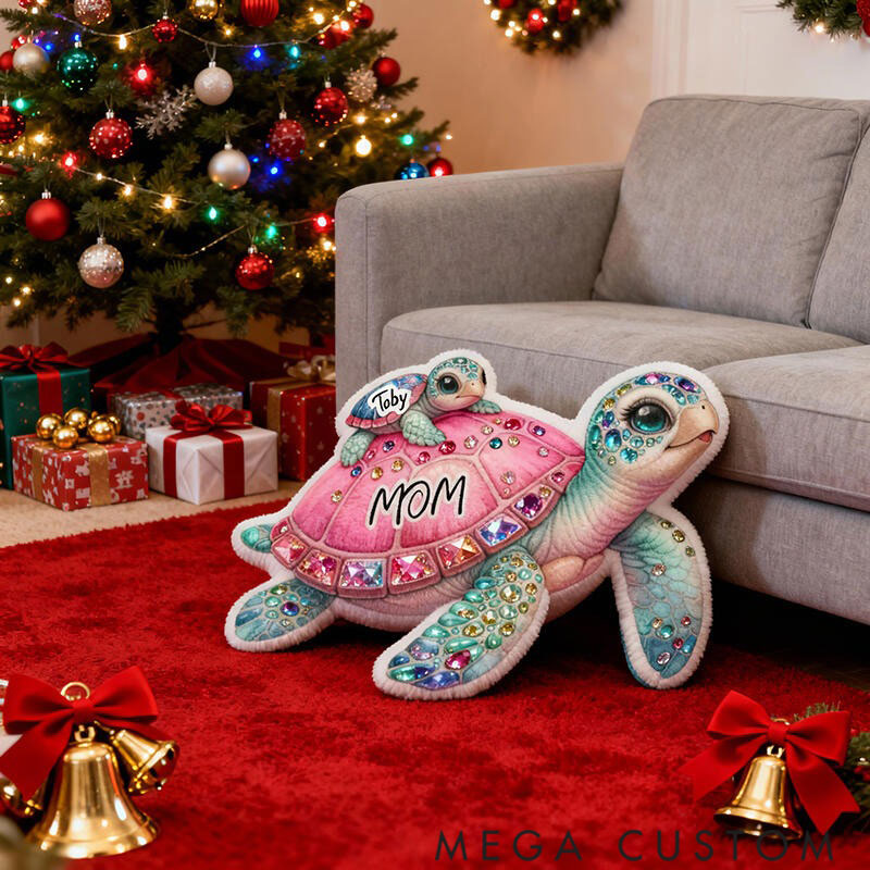 Personalized Graphic 3D Print Pillows Pillow, Custom Tortoise Pillow with Name for Family