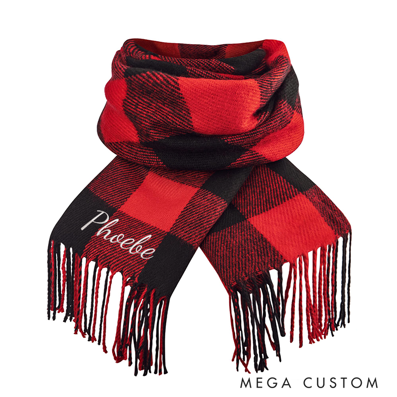 Personalised Name Embroidered Scarf for Men Custom Monogram Scarf Winter Long Scarves Gifts for Boyfriend Dad Husband