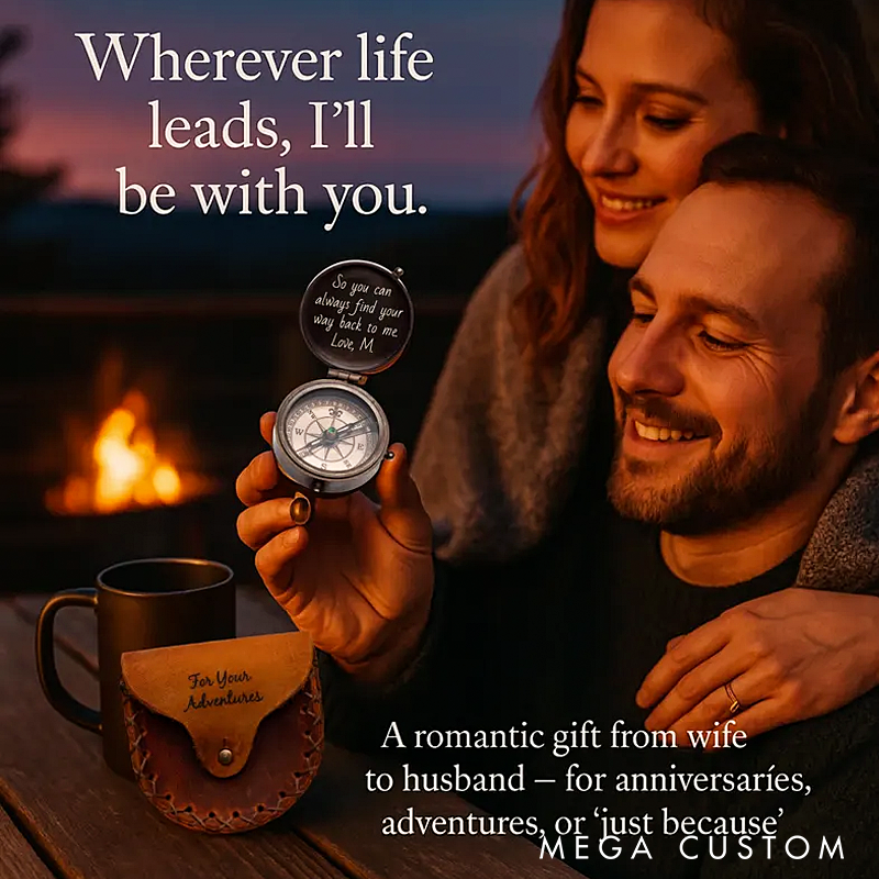 Personalized Engraved Compass Gift Custom Working Antique Brass Pocket Compass Vintage Christmas Gifts