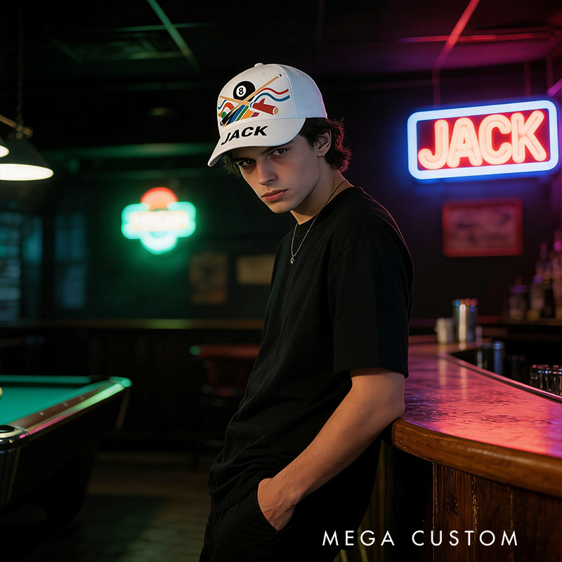 Personalized Billiards Cap with Custom Name and Vibrant Design