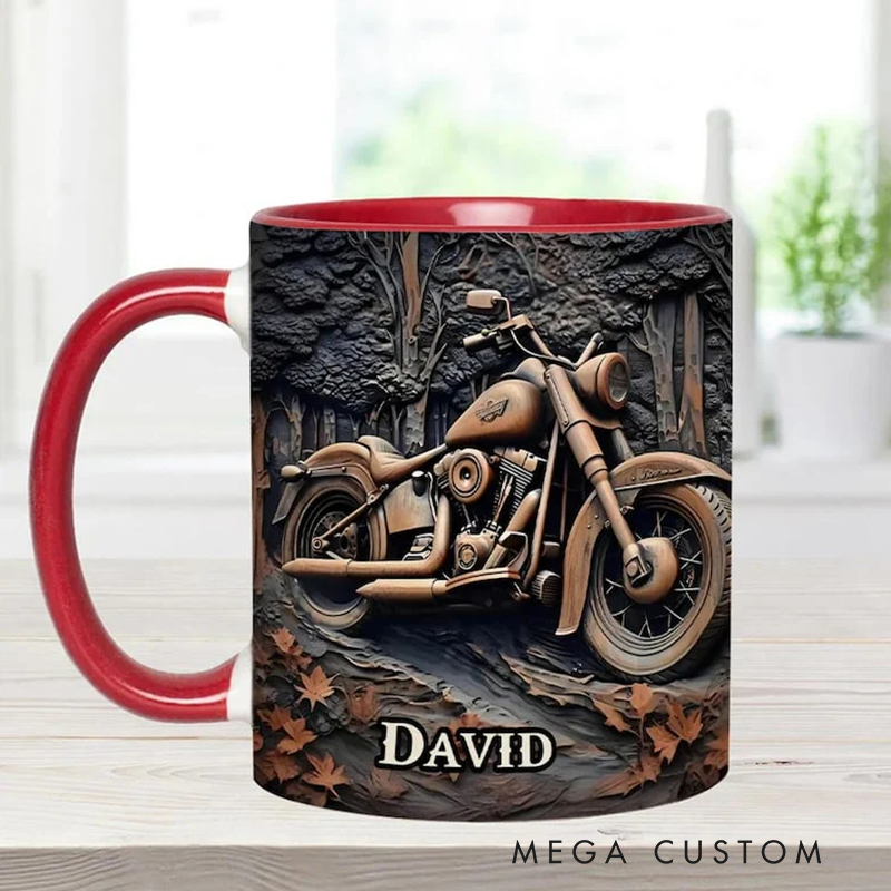 Personalized Motorcycle Mug Custom Name Motorbike Gift Coffee Cup for Riders and Bikers