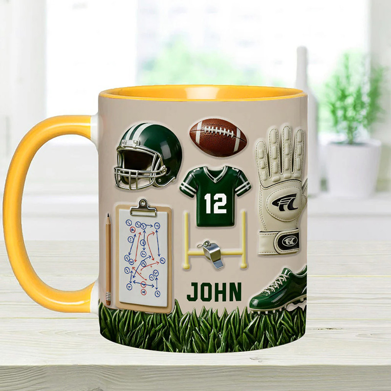 Personalized American Football Design Mug with Custom Name and Perfect Gift for Football Fans