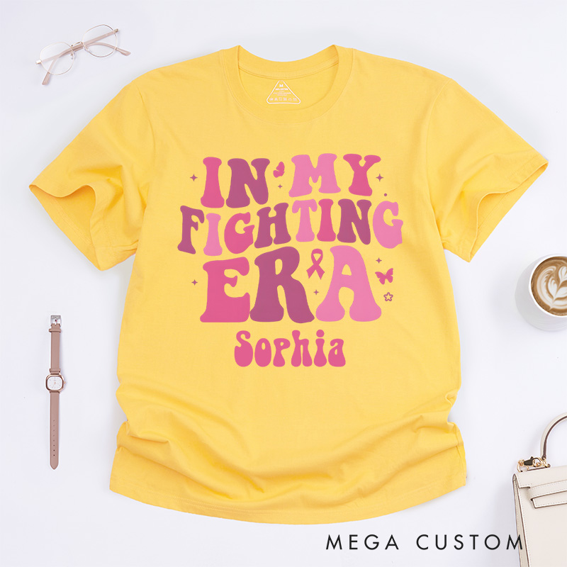 Personalized In My Fighting Era Breast Cancer Warrior T-shirt Cancer Fighter Gift