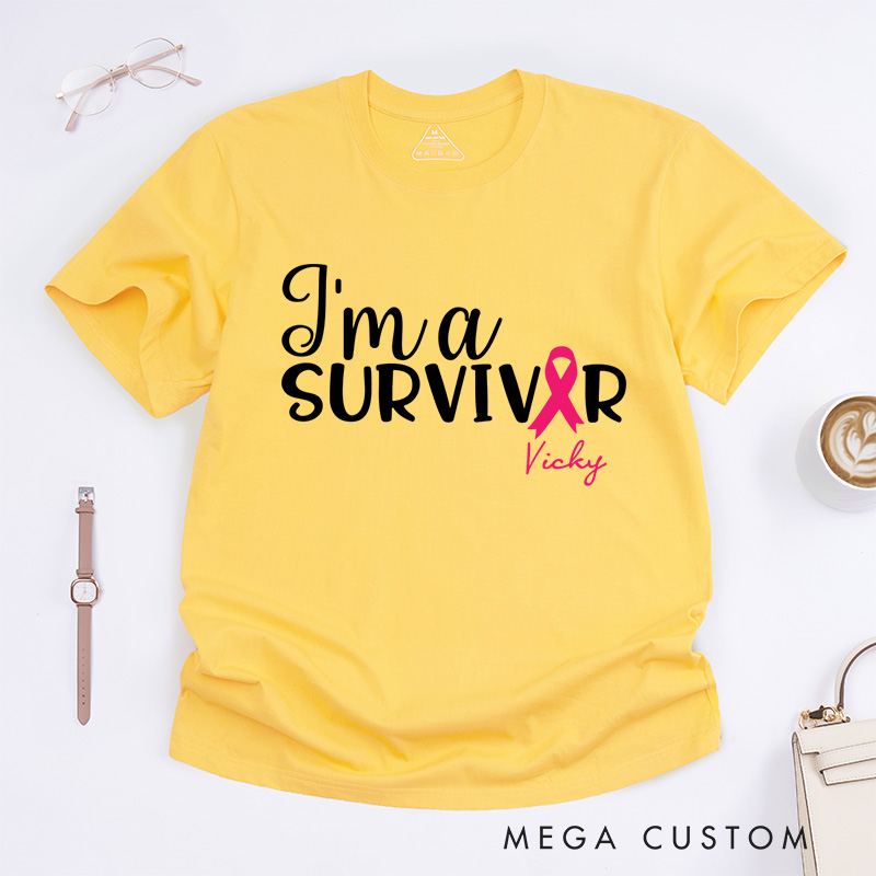 Personalized I Am A Survivor T-Shirt Breast Cancer Gift Cancer Survivor Gift