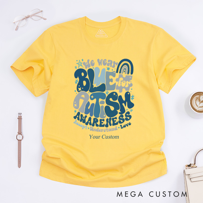 Personalized We Wear Blue Occupational Therapy Special Education T-Shirt