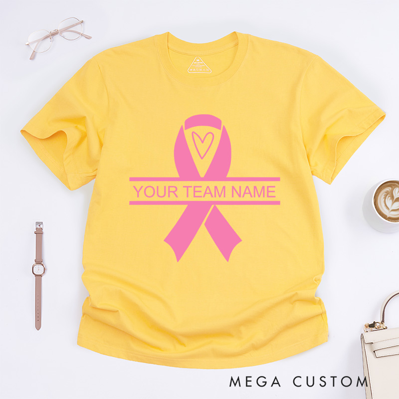 Personalized Pink Ribbon Shirt Cancer Survivor Tee Breast Cancer Gift