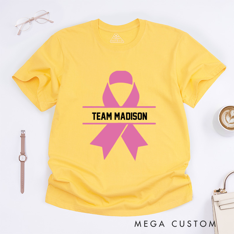 Personalized Breast Cancer Warrior Breast Cancer Support Survivor Pink Ribbon T-Shirt