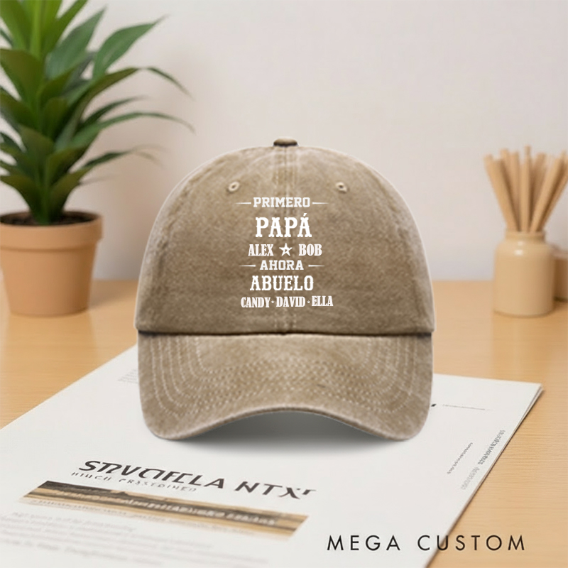 Personalized Prime Vintage Washed Denim Baseball Cap Gifts for Dad Grandma