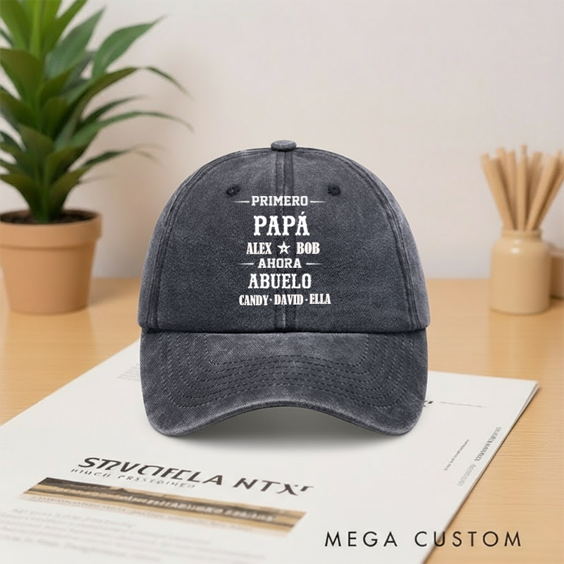 Personalized Prime Vintage Washed Denim Baseball Cap Gifts for Dad Grandma