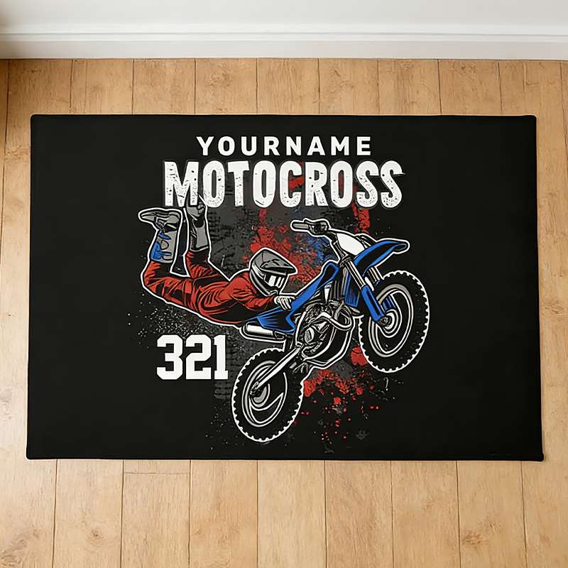 Personalized Freestyle Motocross Racing FMX Tricks Doormat Custom Name Door Mat Gifts