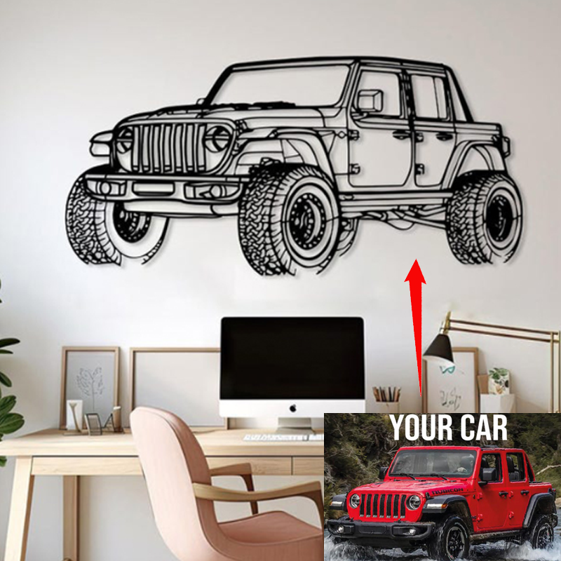 Personalized Car Gifts Custom Car Metal Wall Art Angle View Garage Sign Custom Vehicle Outline Decor for Car Lovers