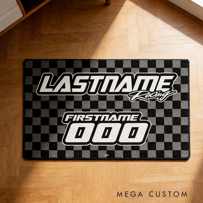 Personalized Racing Gifts Custom Name and Number Outdoor Rug Motocross Dirt Bike MX Camper Mat Racing Garage Door Mat