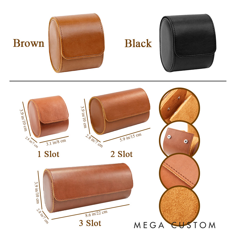 Personalized Laurel Branches with Initials Wedding Engagement Men Leather Watch Case