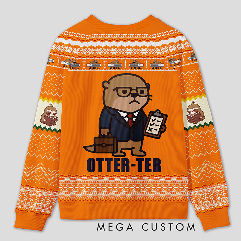 Personalized Otter Auditor Humor Ugly Sweater Office Holiday Party Gift for Accounting Pros