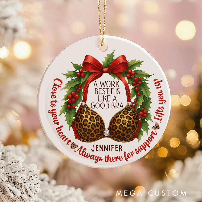 Personalized Christmas Ornament with Funny Bra Design Gift for Coworkers