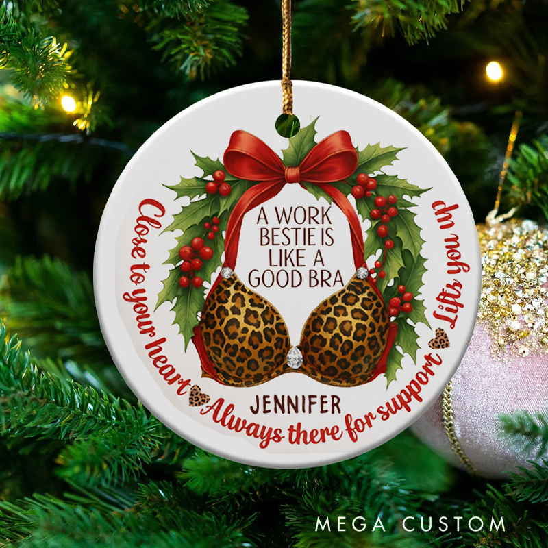 Personalized Christmas Ornament with Funny Bra Design Gift for Coworkers