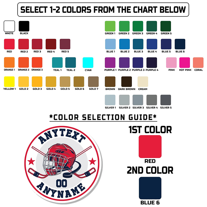 Personalized Round Hockey Sticker with Custom Name and Number 