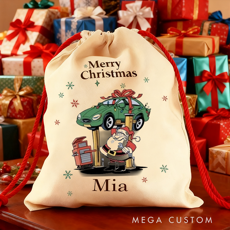 Personalized Racing Car Gift Sack Custom Name Gift Bag Unique Christmas Bag