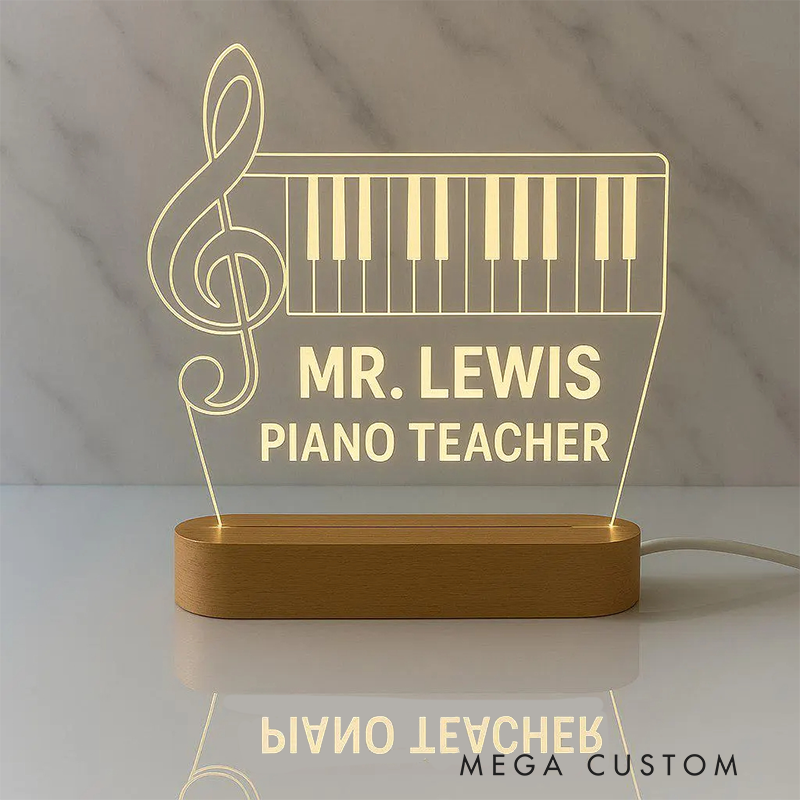 Personalized Teacher LED Desk Lamp with Piano Design Unique Gift for Piano Teachers