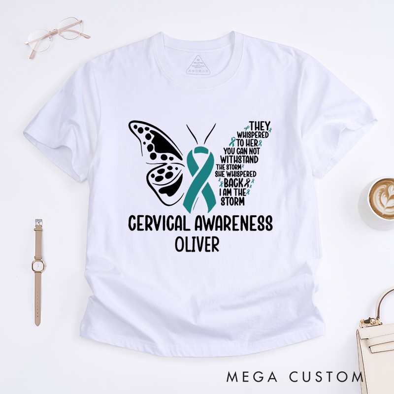 Personalized Cervical Awareness T-Shirt Cancer Awareness Month Gift Cancer Survivor Gift
