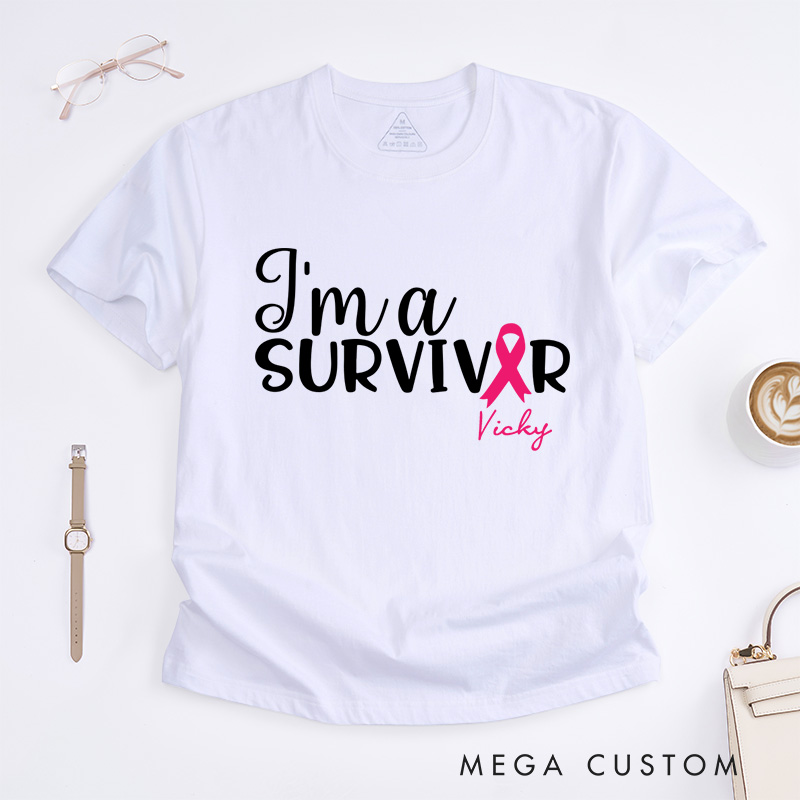 Personalized I Am A Survivor T-Shirt Breast Cancer Gift Cancer Survivor Gift