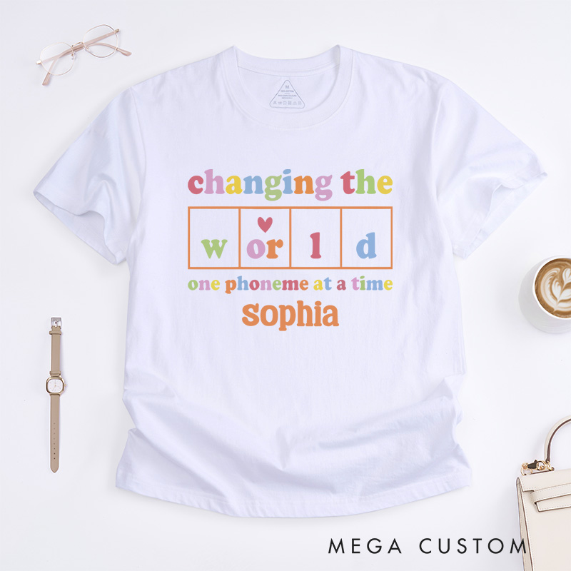 Changing The World One Phoneme At A Time T-shirt Dyslexia Awareness Gift