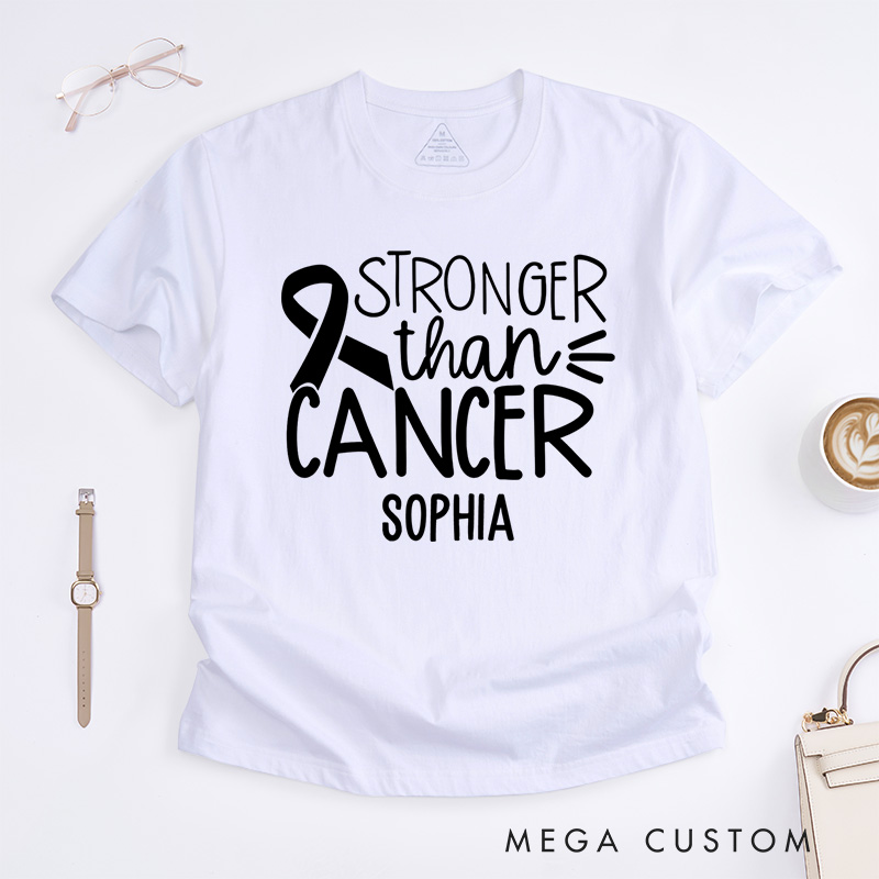 Personalized Stronger Than Cancer Awareness Inspirational Design T-shirt Motivational Gift