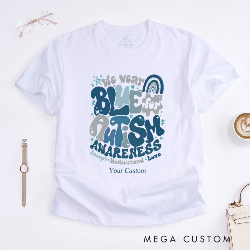 Personalized We Wear Blue Occupational Therapy Special Education T-Shirt