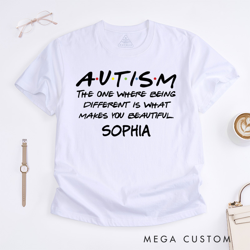 Personalized Autism Being Different Is Beautiful Inspirational Awareness Themed T-shirt Autism Awareness Gift