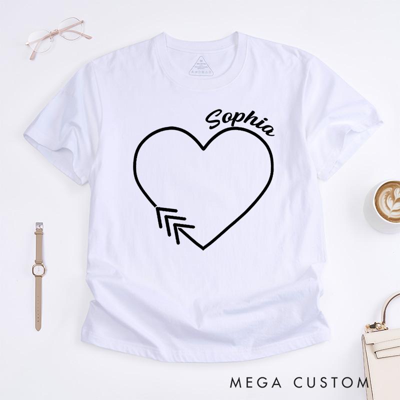 Personalized Heart and Arrows Minimalist Love Down Syndrome T-shirt Down Syndrome Awareness Gift