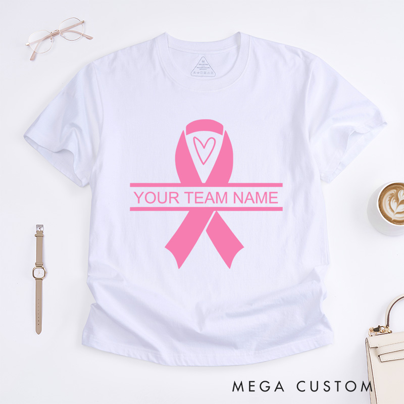 Personalized Pink Ribbon Shirt Cancer Survivor Tee Breast Cancer Gift
