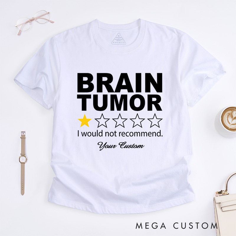 Personalized Brain Tumor Warrior Brain Cancer Support Survivor Gray Ribbon T-Shirt