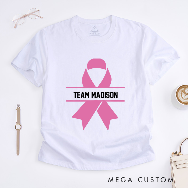Personalized Breast Cancer Warrior Breast Cancer Support Survivor Pink Ribbon T-Shirt