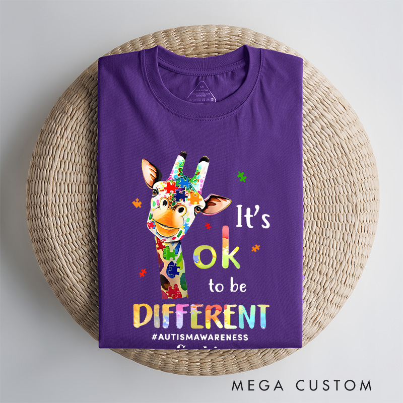 Personalized It's Ok to Be Different Giraffe Autism T-shirt