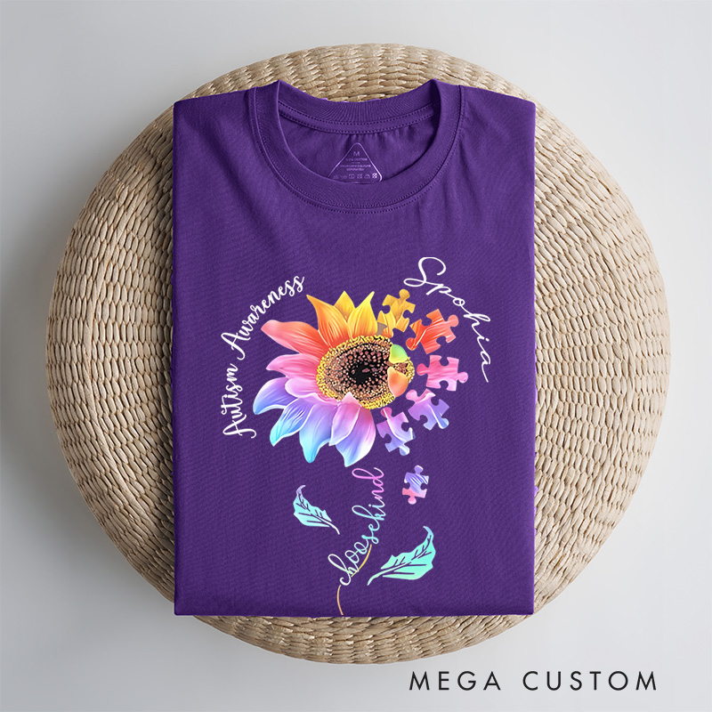 Personalized Be Kind Autism Flower T-shirt Autism Awareness Gift
