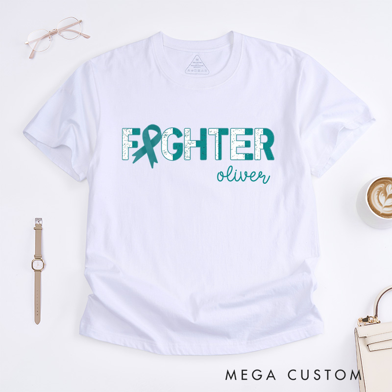 Personalized Cervical Cancer Fighter Support Squad T-Shirt Ovarian Cancer Gift